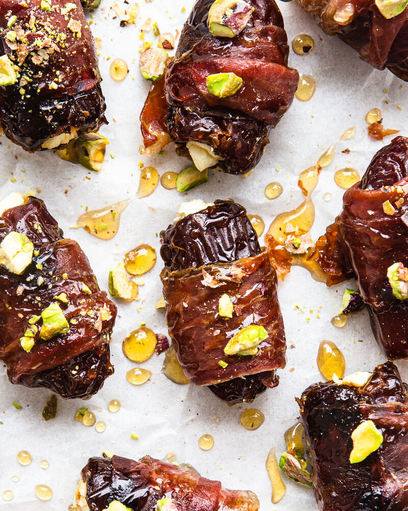 Feedfeed: Goat Cheese Stuffed Dates With Prosciutto And Herb Infused Honey